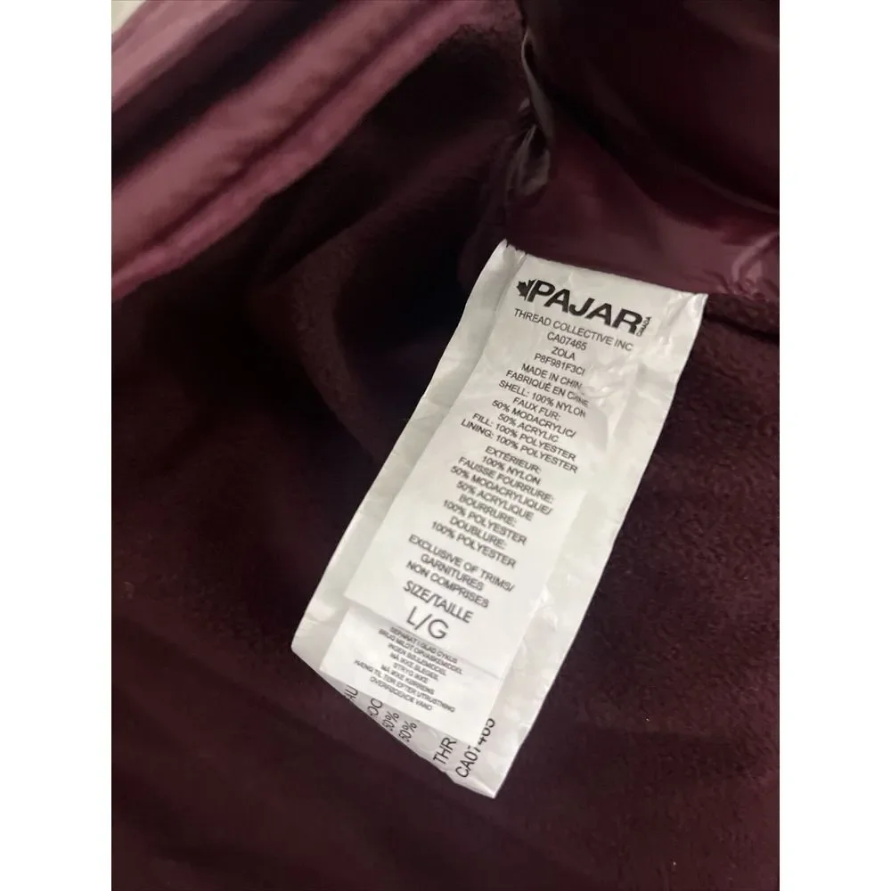 PAJAR PUP Insulated Puffer Jacket Dogs Removable‎ Hood Nylon Coat Maroon Large